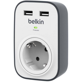 Belkin 2X USB και Πρίζας Σούκο Φορτιστής Πρίζας  Ασφαλείας Πρσοτασίας