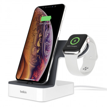 Belkin PowerHouse Άσπρη Βάση Ταυτόχρονης Φόρτισης για Apple Watch και iPhone XS, XS Max, XR